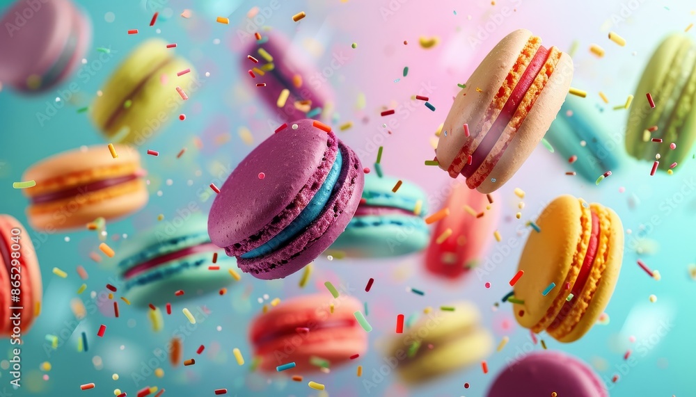 Flying colorful macaroons Flying colorful macaroons