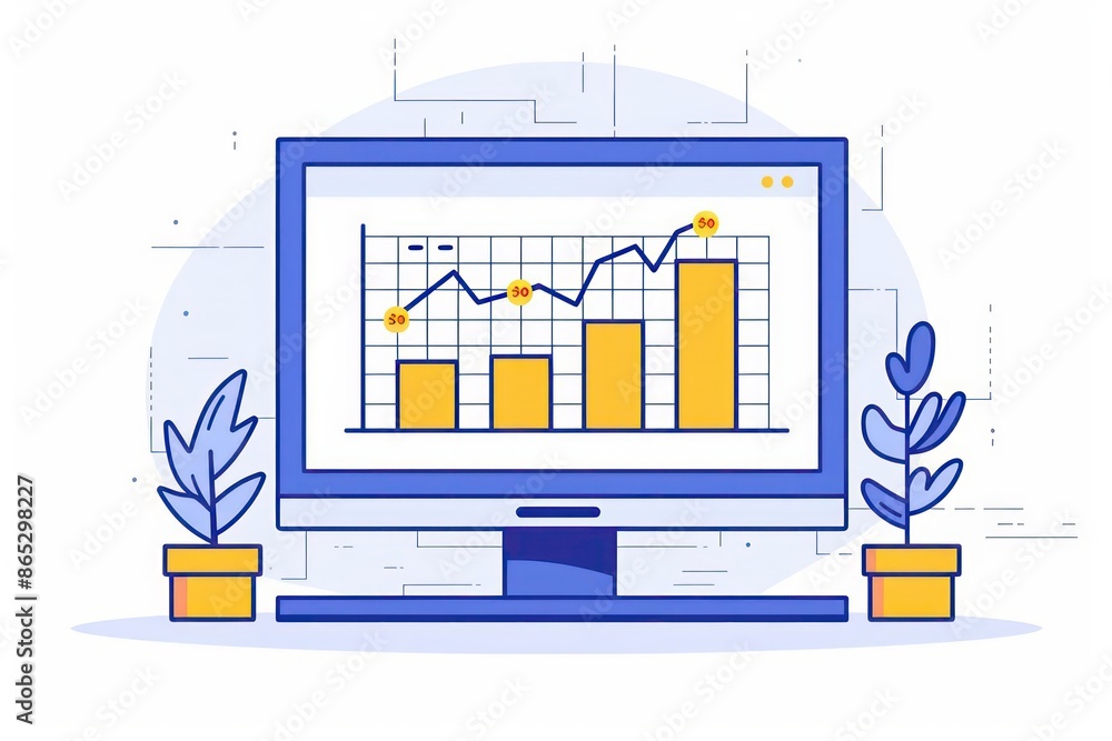 Fototapeta premium A dynamic illustration of cash flow management and business planning, isolated with room for text on a clean background