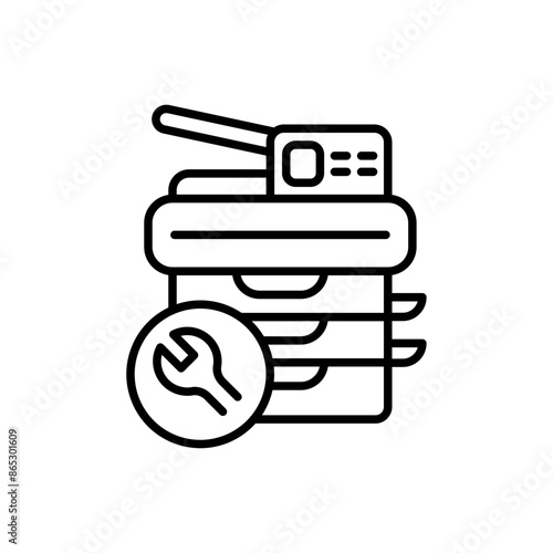 Printer repair outline icons, minimalist vector illustration ,simple transparent graphic element .Isolated on white background