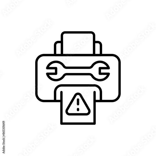 Printer repair outline icons, minimalist vector illustration ,simple transparent graphic element .Isolated on white background