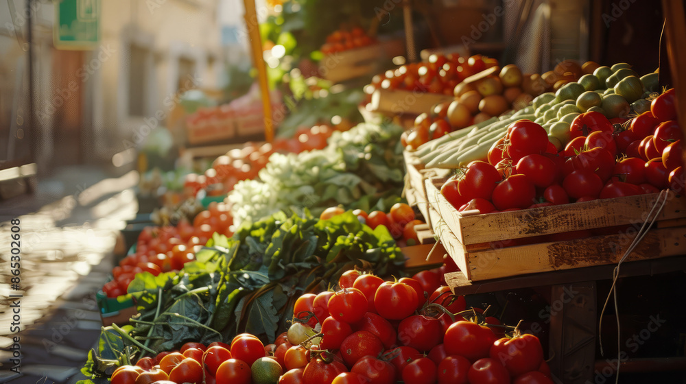 An outdoor vegetable stand with a wide variety of fresh vegetables An outdoor vegetable stand with a wide variety of fresh vegetables