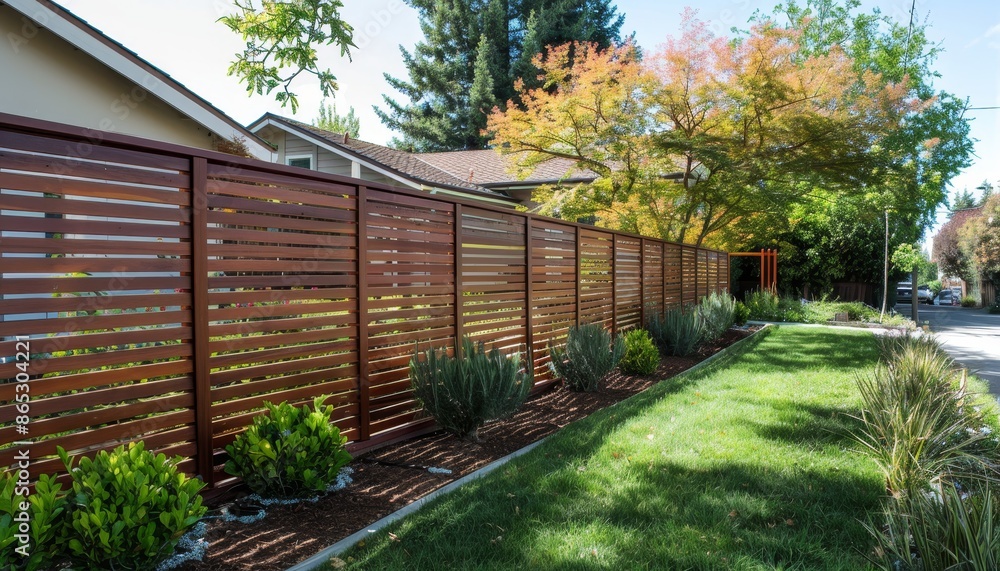 Installing a wood fence around the property Installing a wood fence around the property