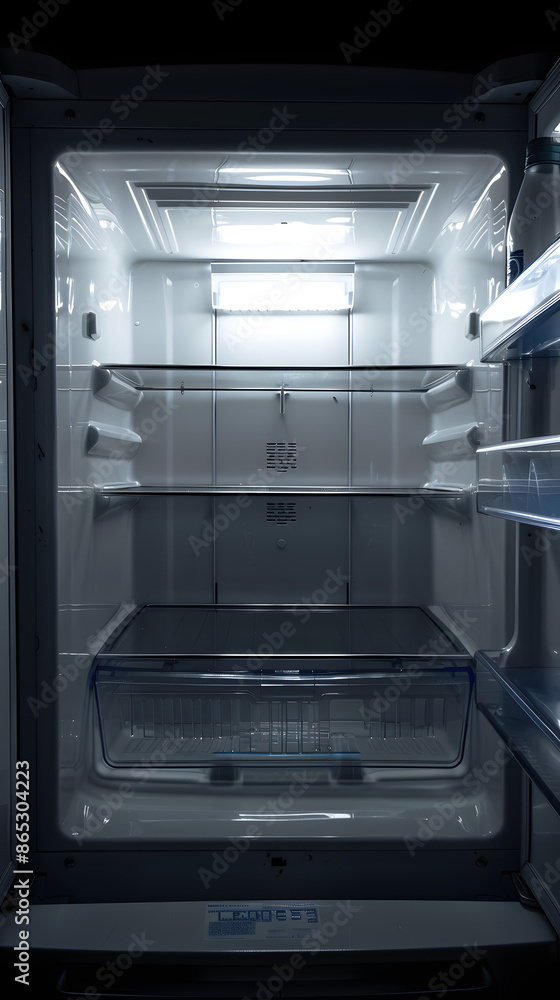 Open empty refrigerator Refrigerator open empty fridge inside interior Close up on empty refrigerator with door open New clean refrigerator Open empty refrigerator Refrigerator open empty fridge inside interior Close up on empty refrigerator with door open New clean refrigerator