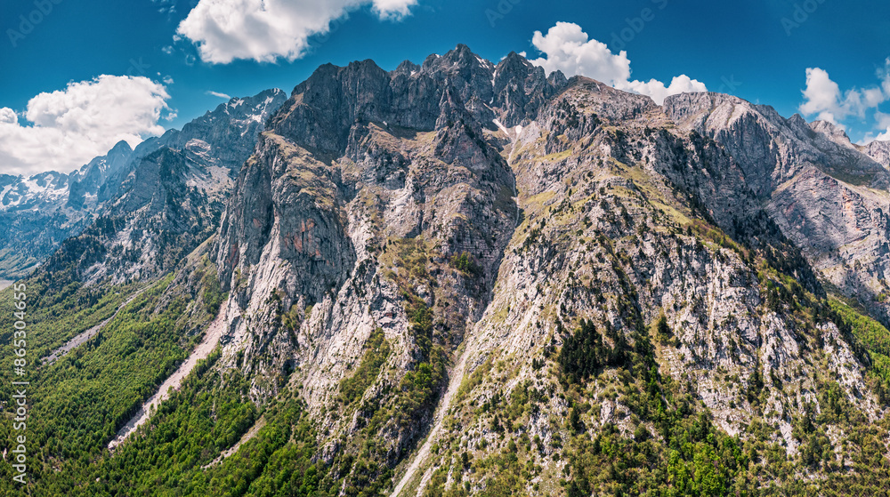 Prokletije mountains with towering cliffs and rocky peaks in Montenegro Prokletije mountains with towering cliffs and rocky peaks in Montenegro
