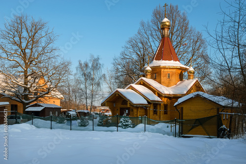 Wallpaper Mural Wooden Church of the Holy Prince Alexander Nevsky in Lianozovo on a winter day, Moscow Torontodigital.ca
