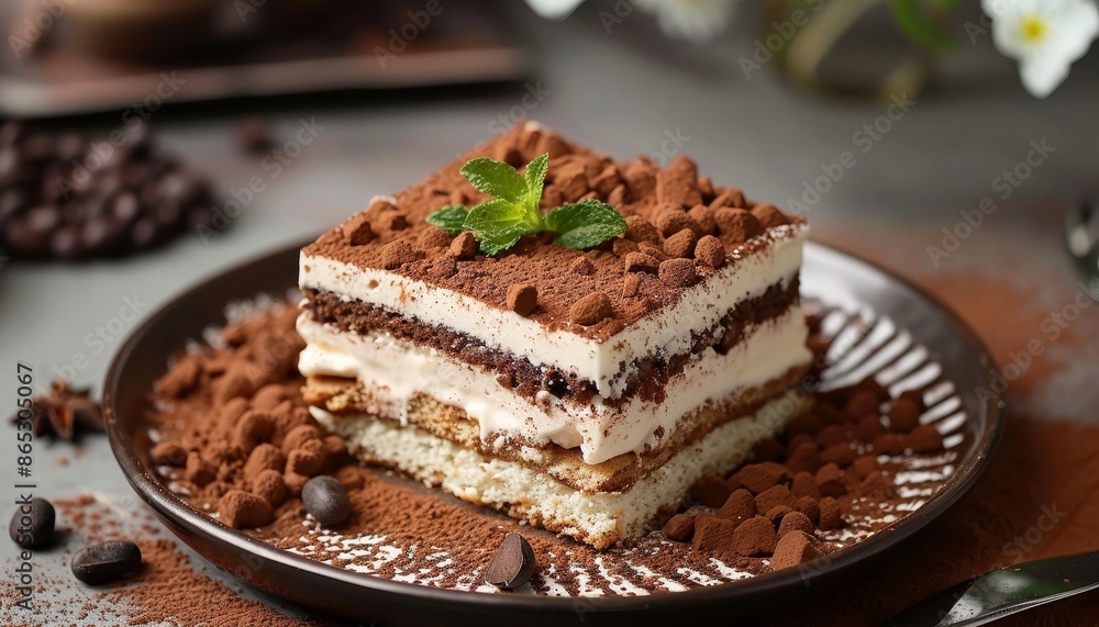 Italian dessert consisting of mascarpone biscuits and cocoa a classic Italian dessert consisting of mascarpone biscuits and cocoa a classic