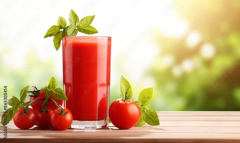 Fresh Tomato Juice with Basil Garnish Fresh Tomato Juice with Basil Garnish