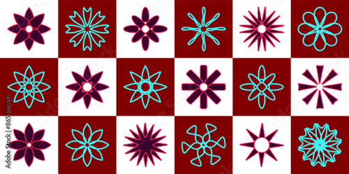 set of symmetrical rotating elliptical planes, flowers or star Vector elements