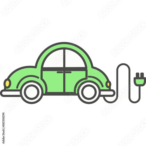 Electric car charging vector icon