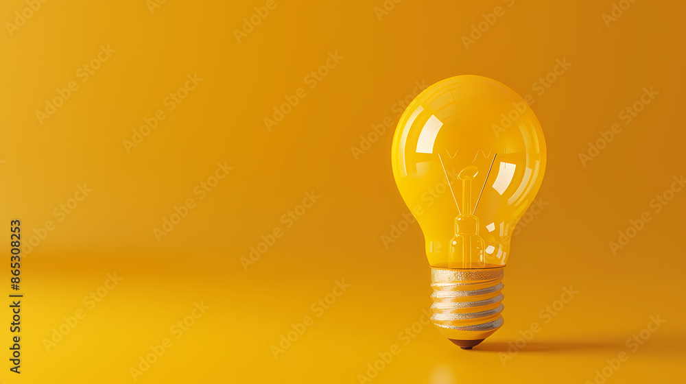 Light bulb on yellow background Light bulb on yellow background