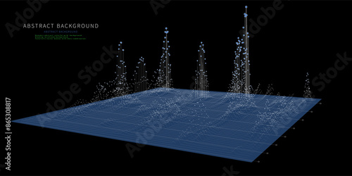 Abstract  background color graph wireframe from circles and noisy lines on black. Technology wireframe concept  virtual data analytical. Big Data.  Banner for business, science and technology.