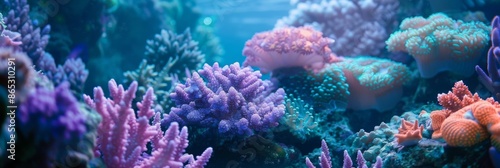 A vibrant coral reef with a variety of colorful corals. Colorful coral reef of the underwater world