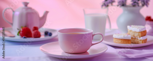 Wallpaper Mural Elegant tea setting with pastries and milk Torontodigital.ca