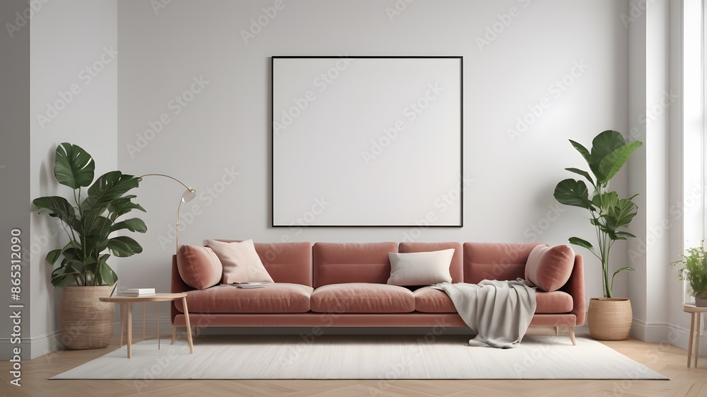 Frame mockup, ISO A paper size. Living room wall poster mockup. Interior mockup with house background. Blank poster frame mockup with minimalist sofa interior ,3D render Frame mockup, ISO A paper size. Living room wall poster mockup. Interior mockup with house background. Blank poster frame mockup with minimalist sofa interior ,3D render