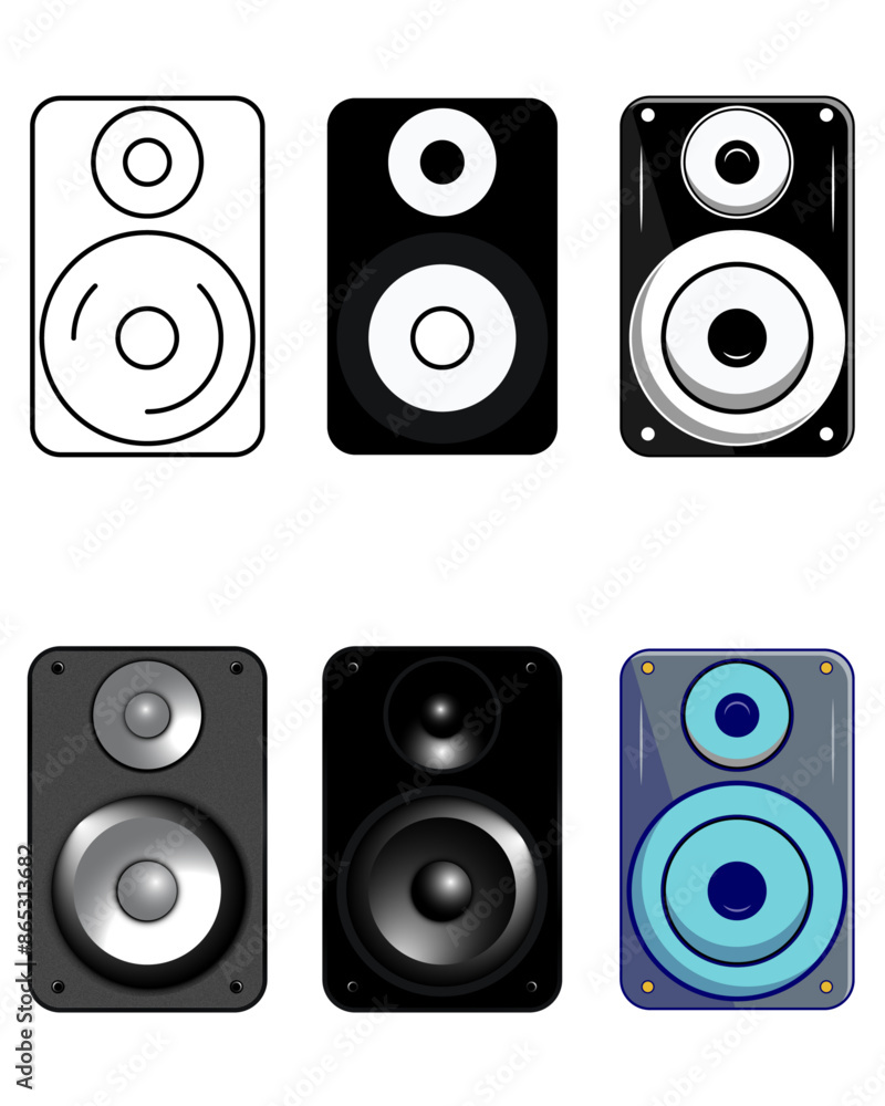Studio sound system icon set. Speaker Output icon or logo. 3d Realistic, Linear, Filled Audio Computer. Vector illustration concept. Studio sound system icon set. Speaker Output icon or logo. 3d Realistic, Linear, Filled Audio Computer. Vector illustration concept.