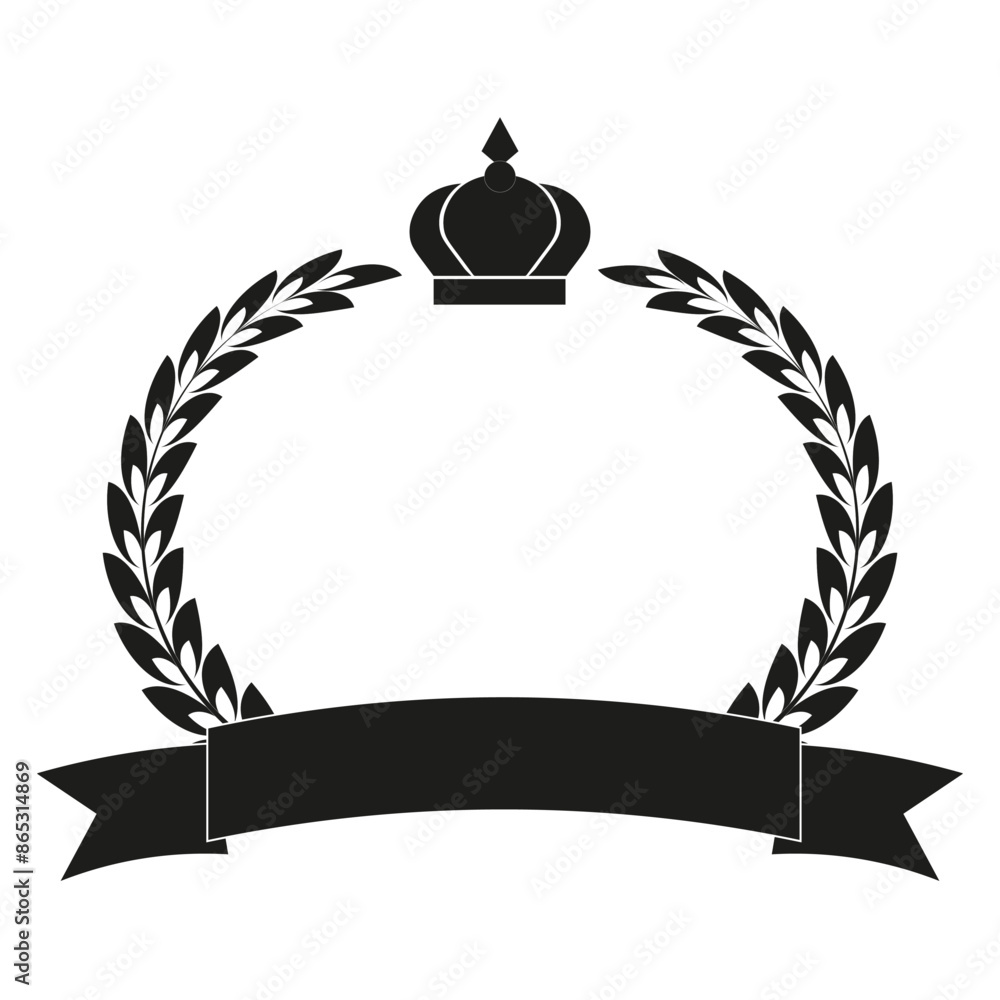 Simple black laurel Wreath design with blank ribbon. Award ranking ...
