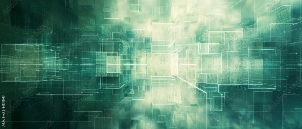 High-tech background with multiple layers of square grids in varying opacity, giving a 3D depth illusion High-tech background with multiple layers of square grids in varying opacity, giving a 3D depth illusion