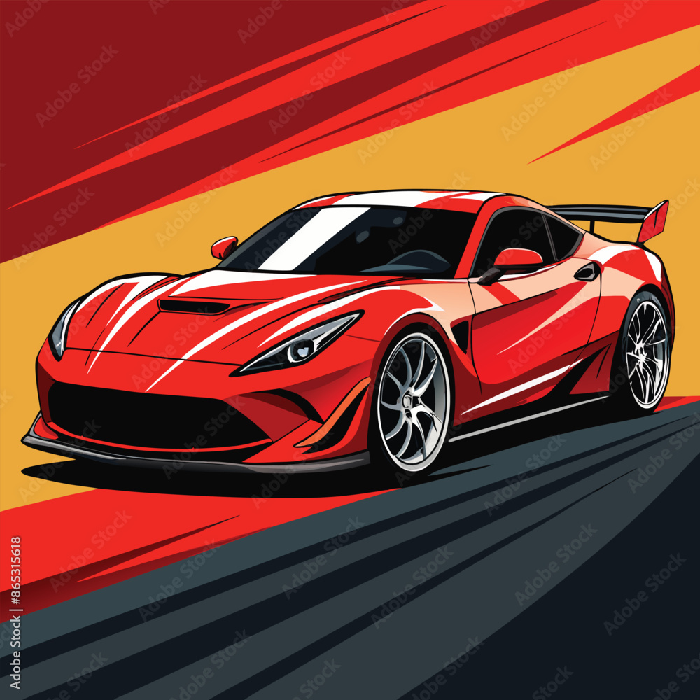 Naklejka premium red racing car on black. Super Cars. Ai generate 