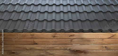 фотографія Plastic windows in gray lamination on the wall of a wooden house.