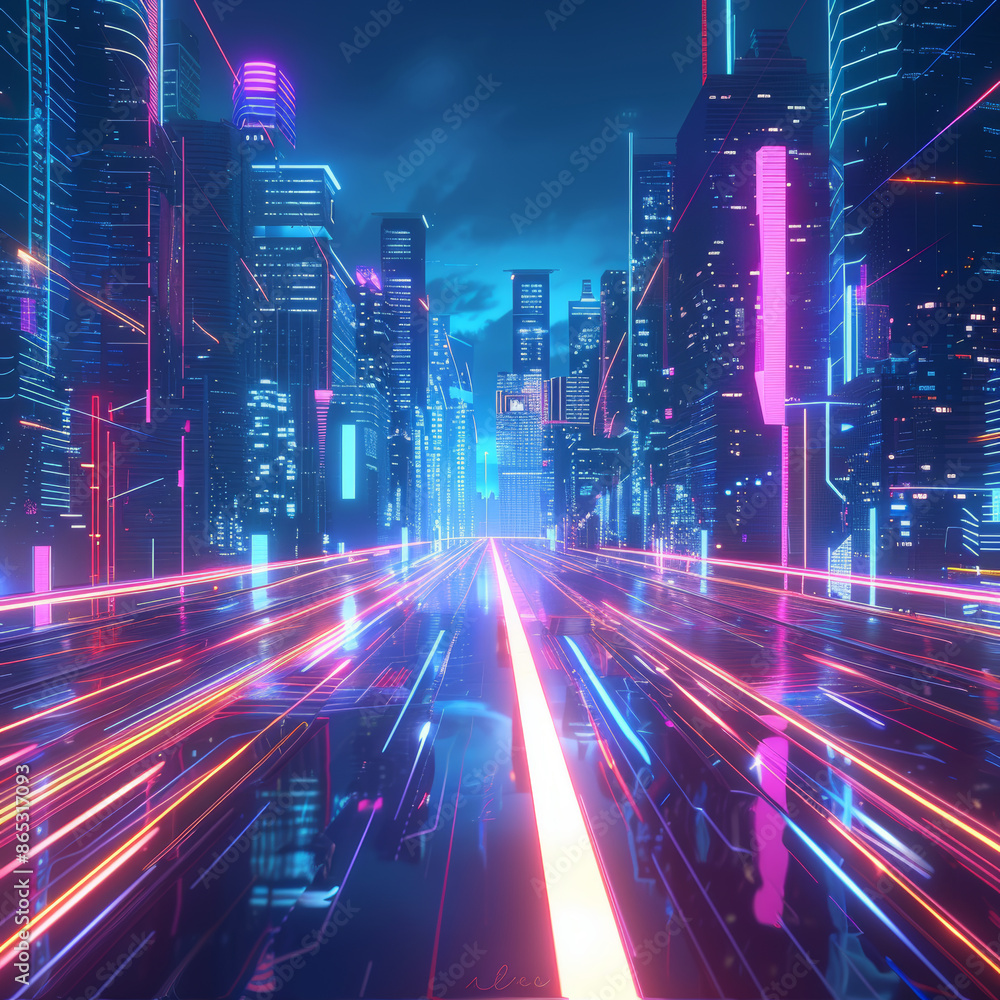 Imagine a dynamic scene at night with neon red and blue speed lines streaking across the background. These lines represent the speed and acceleration of movement, creating a sense of motion and energy Imagine a dynamic scene at night with neon red and blue speed lines streaking across the background. These lines represent the speed and acceleration of movement, creating a sense of motion and energy