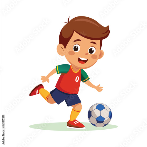 kid-plays-with-soccer-ball-vector