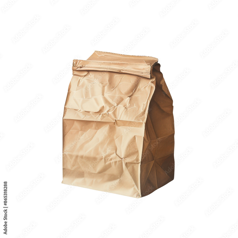 A simple, crumpled brown paper bag perfect for packaging or storing items. Ideal for eco-friendly and rustic-themed designs. A simple, crumpled brown paper bag perfect for packaging or storing items. Ideal for eco-friendly and rustic-themed designs.