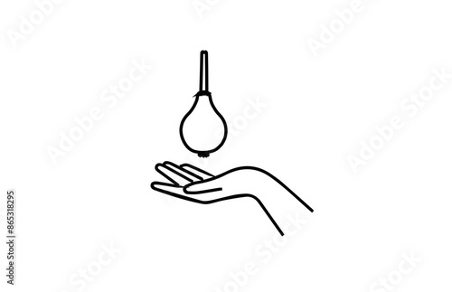 hand and enema black outline on transparent background