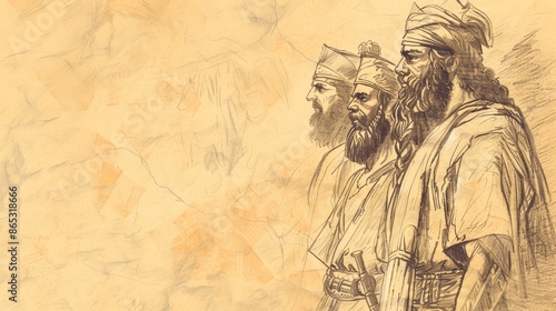 Wallpaper Mural Victory and Downfall in 2 Chronicles 25: Amaziah, Edom, Israel - Biblical Illustration on Beige Background with Copyspace for Faith-Based Themes Torontodigital.ca