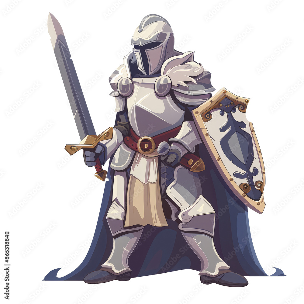 Fototapeta premium Cute Cartoon Knight in Armor
