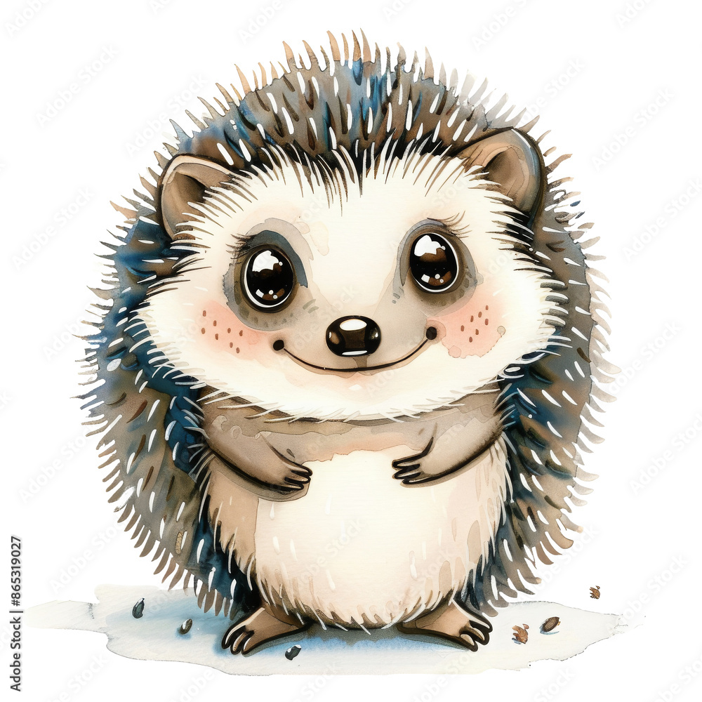 Watercolor Hedgehog Illustration with Cute Eyes Watercolor Hedgehog Illustration with Cute Eyes