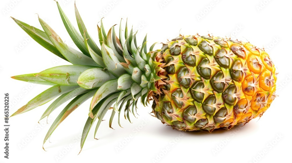 A ripe pineapple fruit isolated on a white background, its prickly skin and sweet aroma symbolizing tropical paradise A ripe pineapple fruit isolated on a white background, its prickly skin and sweet aroma symbolizing tropical paradise