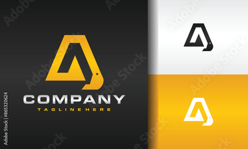 letter A scoop excavator logo