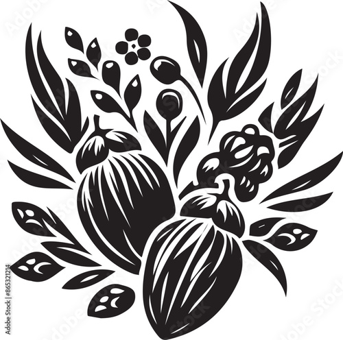 date fruit silhouette vector style design  black color . white color background