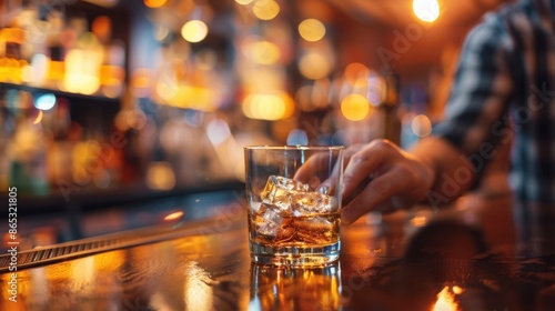 The whiskey glass on bar