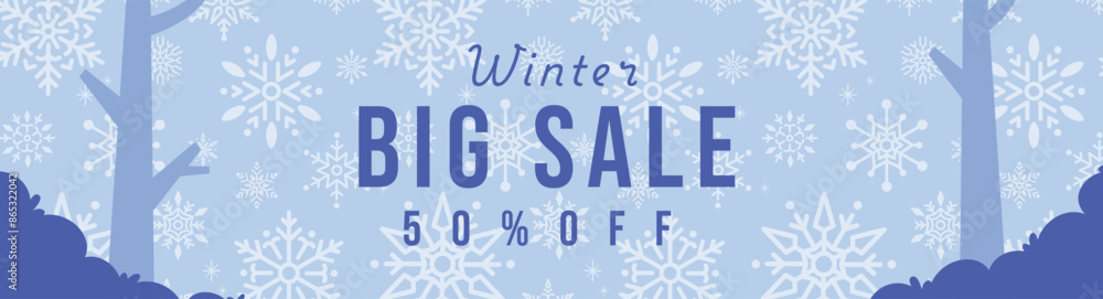 Winter sale banner template with snow flakes, sale design Vector illustration Winter sale banner template with snow flakes, sale design Vector illustration