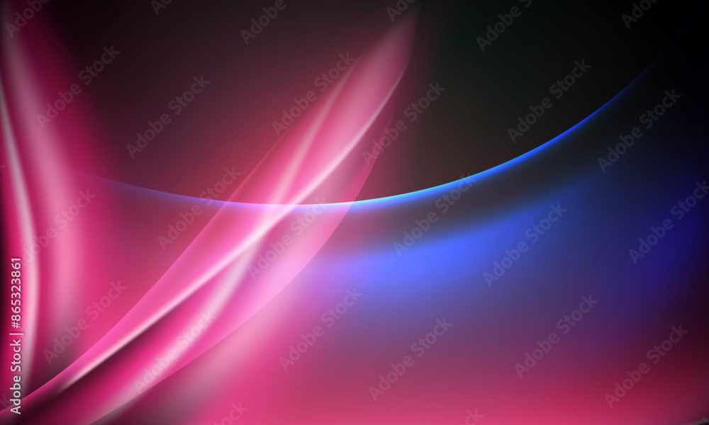 Naklejka premium Colorful and futuristic neon on dark background. curve soft light pink and blue color.