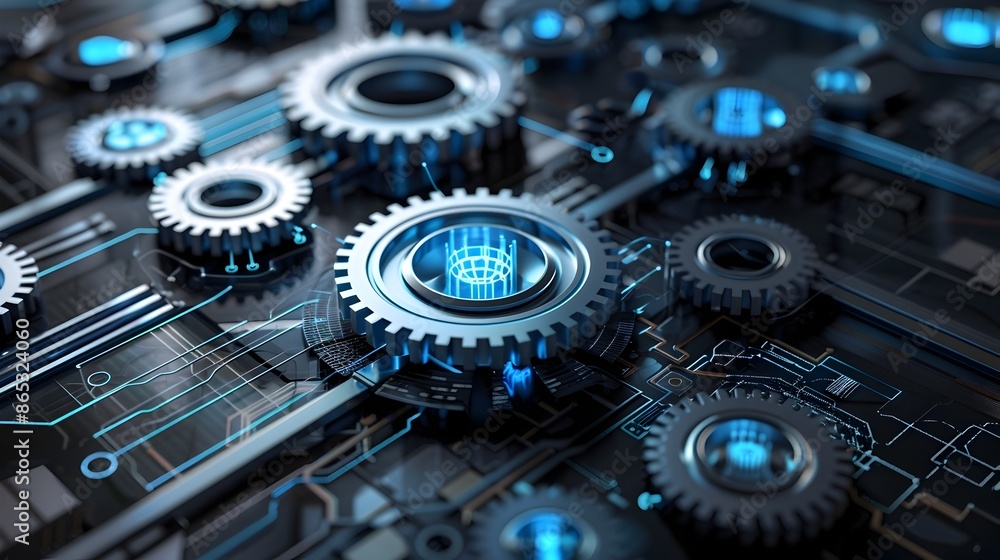 Automated Digitized Business Processes Symbolized by 3D Gears with ...