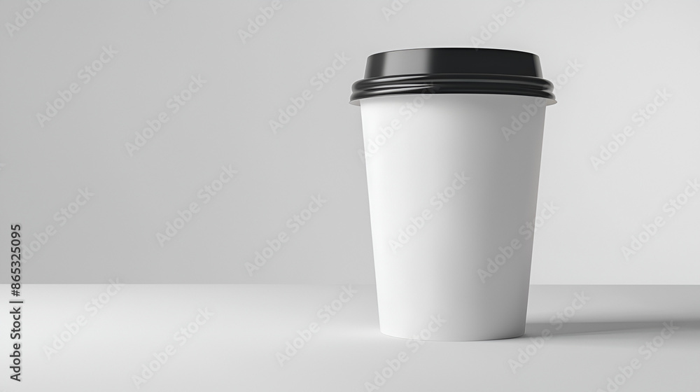 White Paper Cup with Black Lid - Professional Mockup White Paper Cup with Black Lid - Professional Mockup