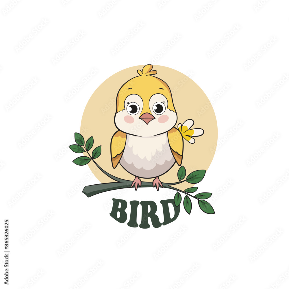Fototapeta premium beautiful little vector cartoon bird 