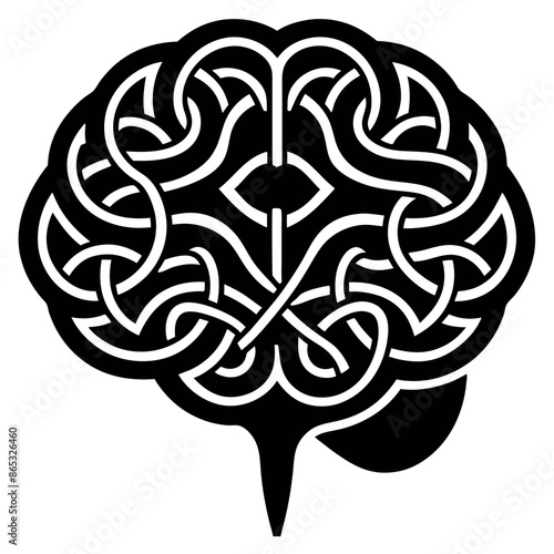 Vector line icon of the human brain anatomy. manual interior drawings
