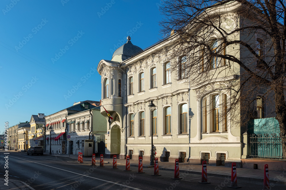 Naklejka premium The Consulate building of the Arab Republic of Egypt. The former Recca mansion. 56 Bolshaya Nikitskaya Street, building 1, Moscow