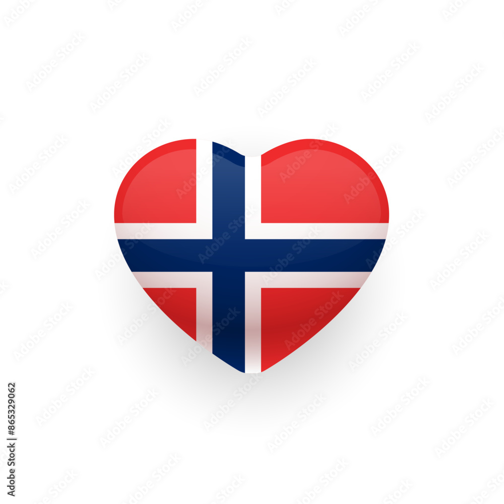 Norwegian flag shaped as heart icon design. Norwegian Flag Shaped as Heart on a White Background. Vector Illustration. Norwegian flag shaped as heart icon design. Norwegian Flag Shaped as Heart on a White Background. Vector Illustration.
