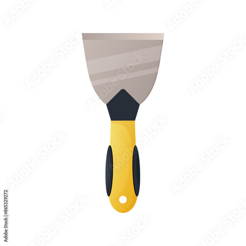 Scraper, putty knife on white isolated background. Cartoon style.