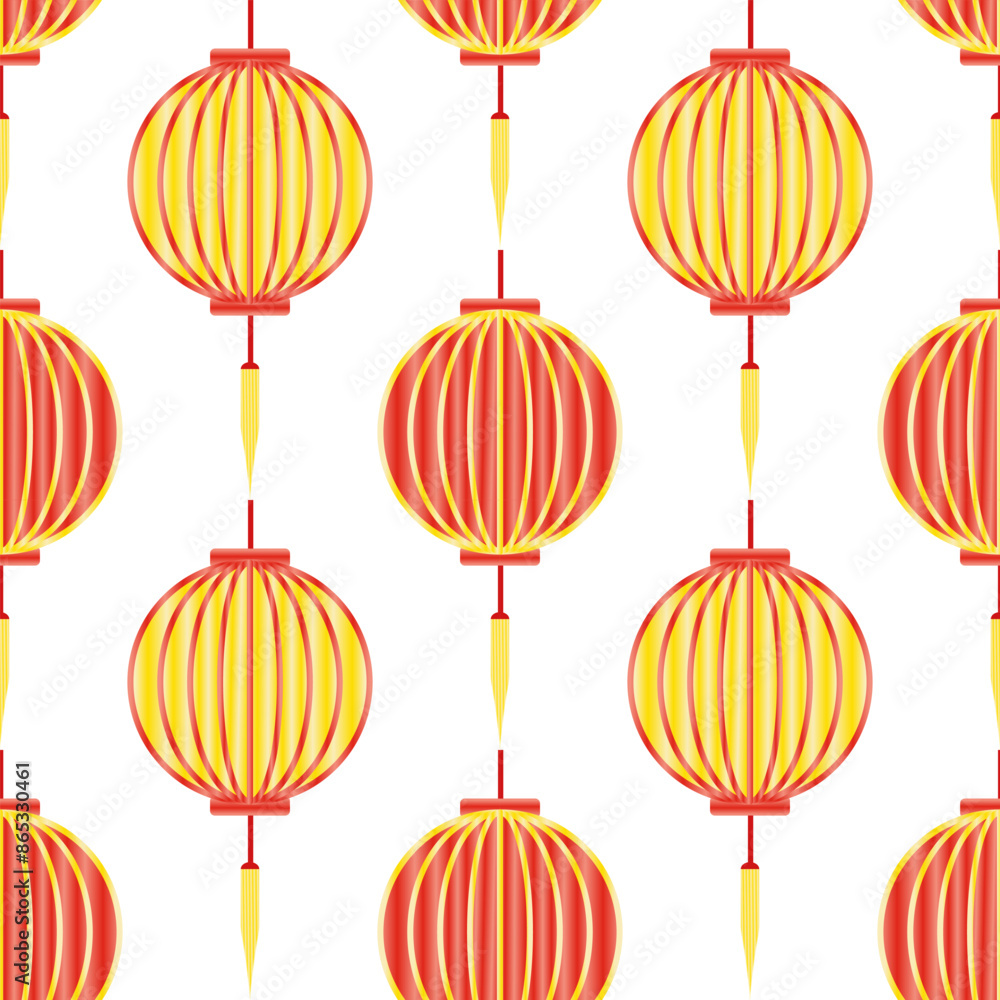Chinese Lanterns seamless, Chinese New Year traditional, Mid Autumn Festival background, Asian ornament, wrapping, banner and greeting card, Flat minimalist geometric design, Vector illustration Chinese Lanterns seamless, Chinese New Year traditional, Mid Autumn Festival background, Asian ornament, wrapping, banner and greeting card, Flat minimalist geometric design, Vector illustration