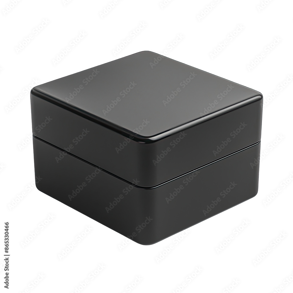 Black box with a glossy lid isolated on transparent background