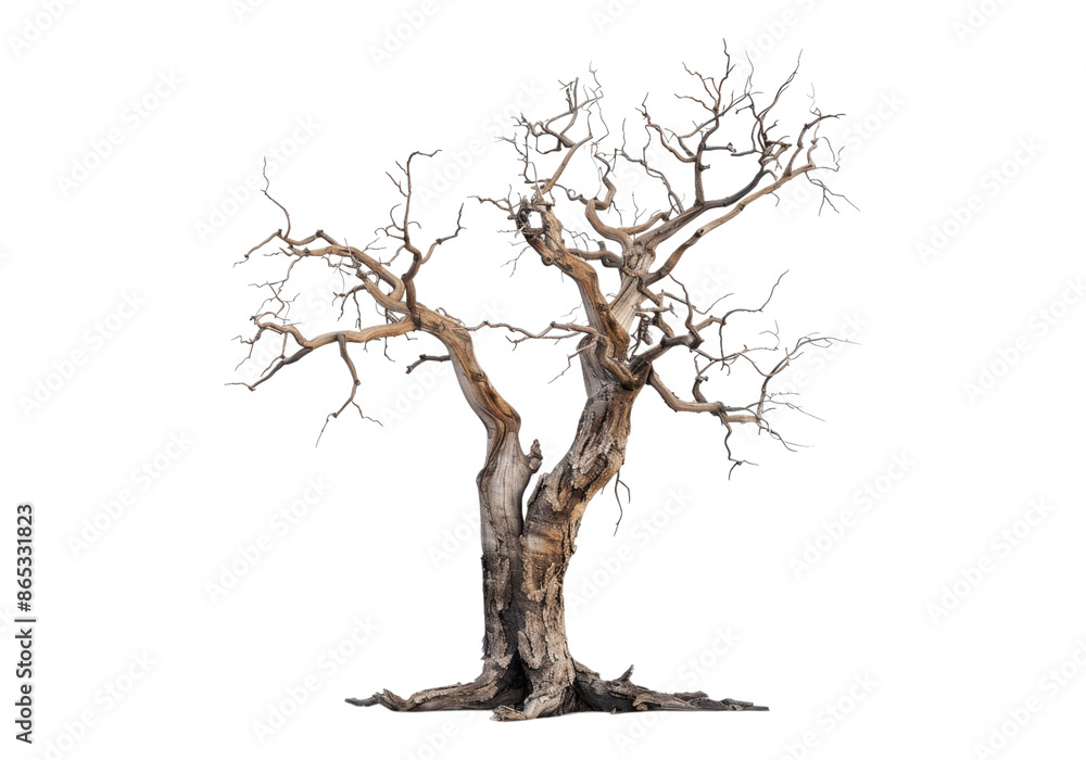 Fototapeta premium Dead old tree isolated on transparent background.
