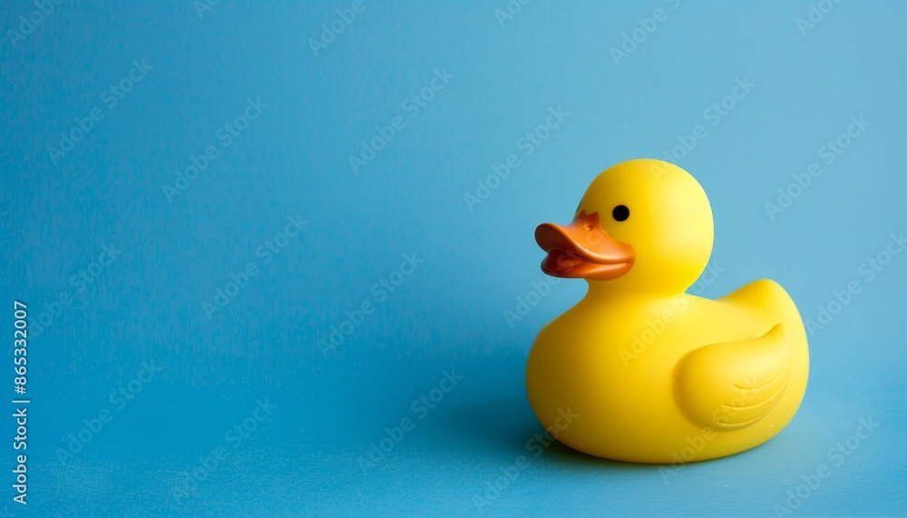 Yellow duck on blue surface Yellow duck on blue surface
