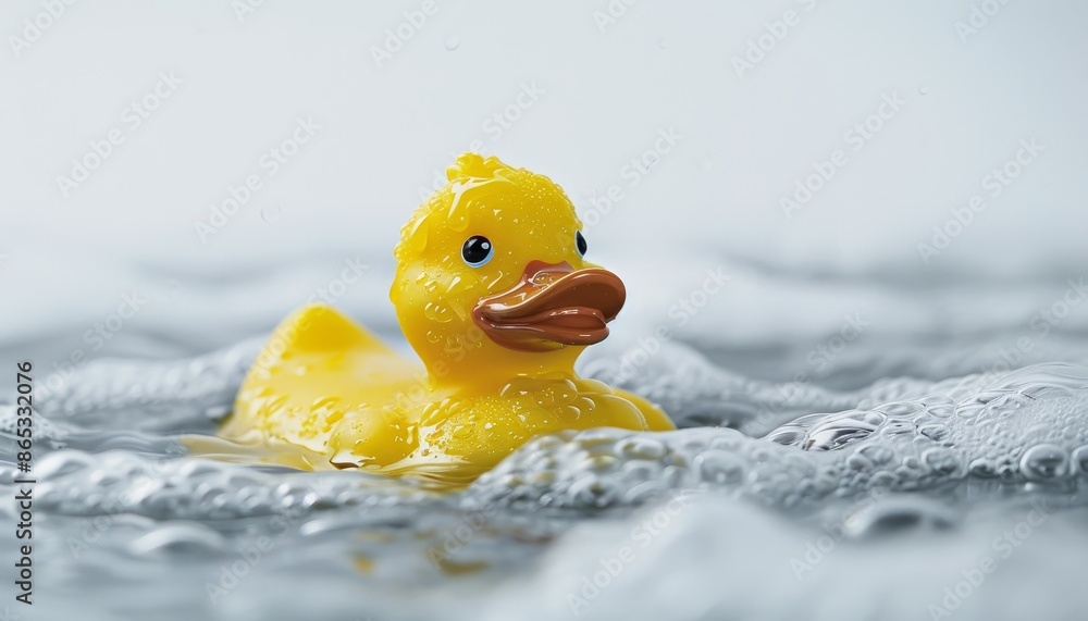 Yellow rubber duck in front of white backdrop Yellow rubber duck in front of white backdrop