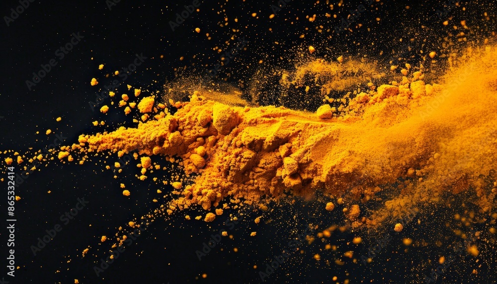 Volatile yellow powder on black Curry s taste India s element for design Volatile yellow powder on black Curry s taste India s element for design