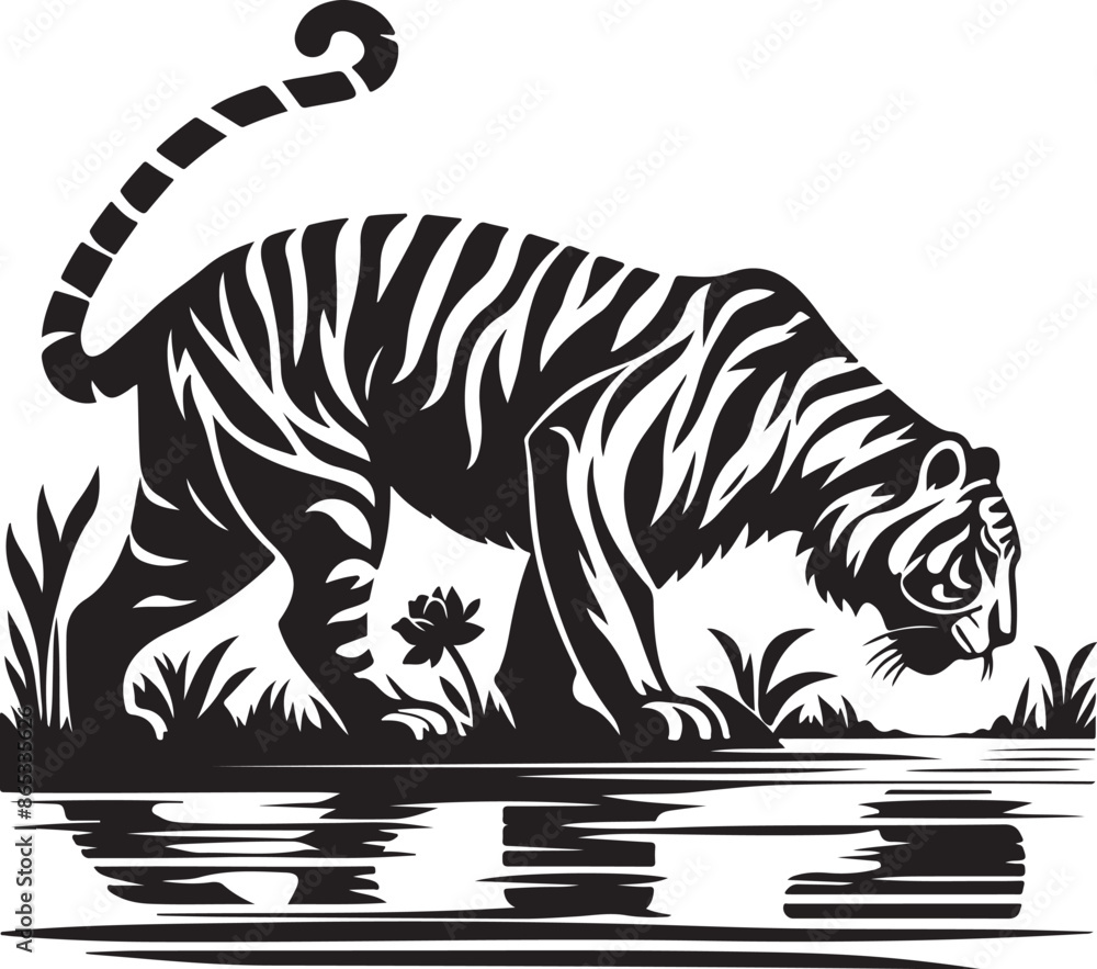 Black tiger silhouette vector illustration Black tiger silhouette vector illustration